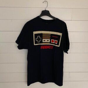 Nintendo Addict Retro Black Vintage NES Controller T-Shirt Mens Size Large